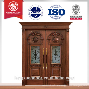 Radio de puerta de madera puerta de entrada de hierro puerta principal diseño de doble puerta